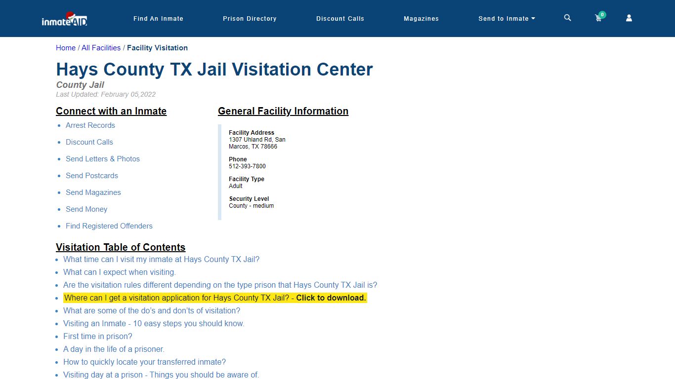 Hays County TX Jail | Visitation, dress code & visiting hours - InmateAid